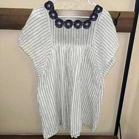 Madewell Embroidered Butterfly Dress in Stripe Size Medium - Picture 7 of 11